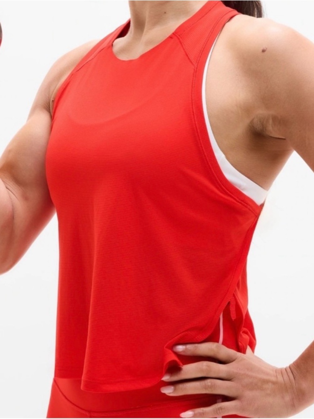Athleta Red Sleeveless Knit Singlet